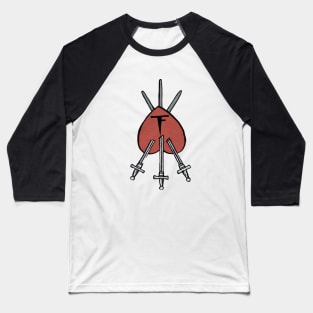 Thinky Flesh Three of Swords Baseball T-Shirt